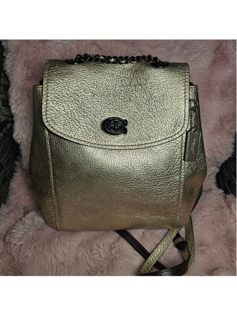Coach Parker Convertible Backpack - Metallic Gold Pebbled Leather